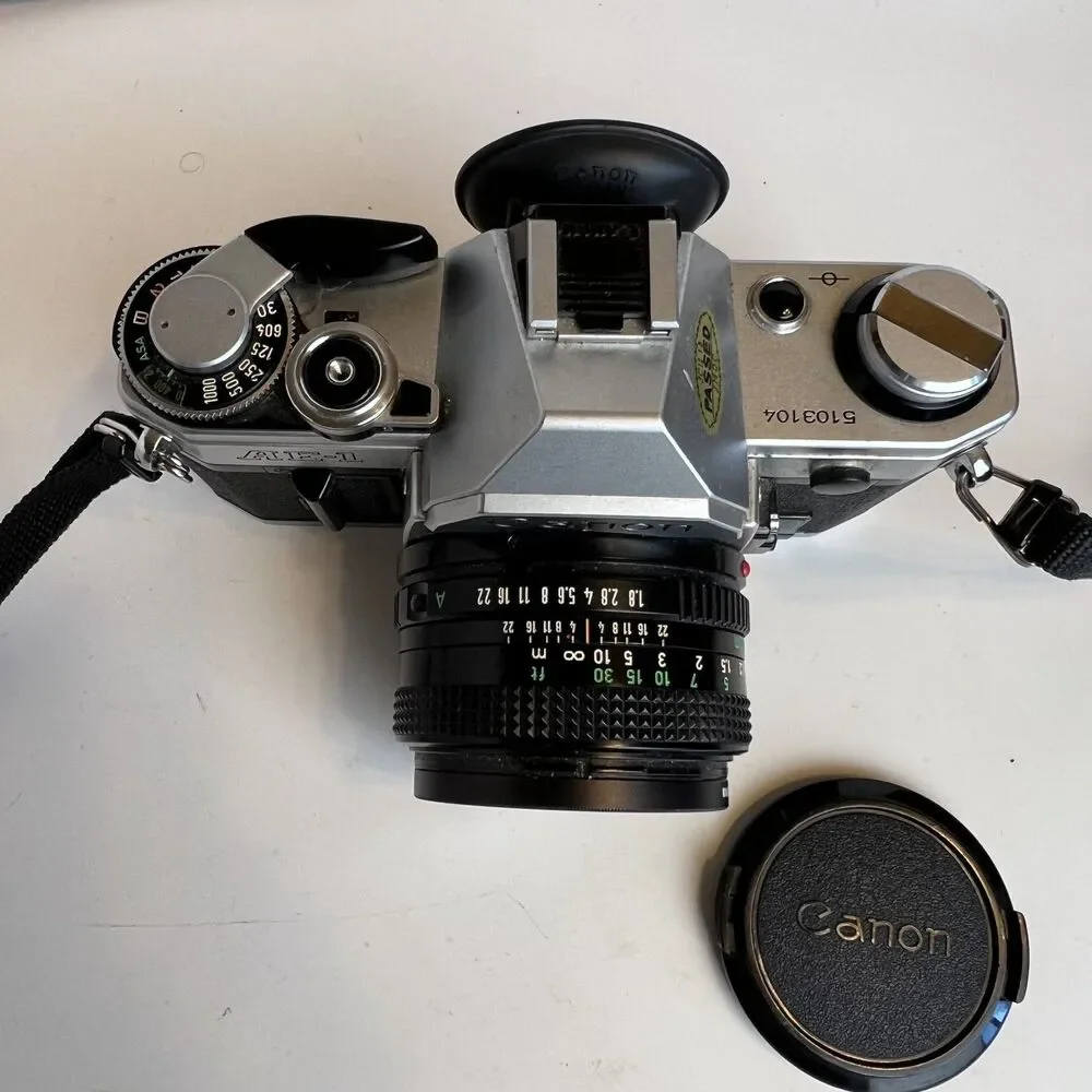 Canon AE-1 Program 35mm SLR Film Camera 50mm 1.8 Lens Needs Weather Seal